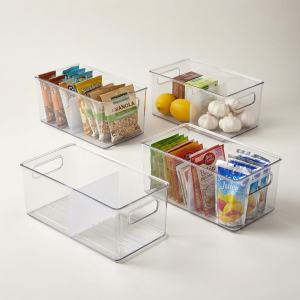Pestsafe Clear Pantry Storage Bins with Removable Dividers, 4 Pack
