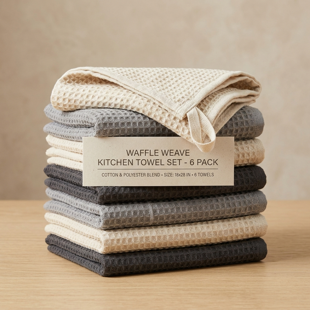Pestsafe Waffle Weave Kitchen Towel Set, 6-Pack