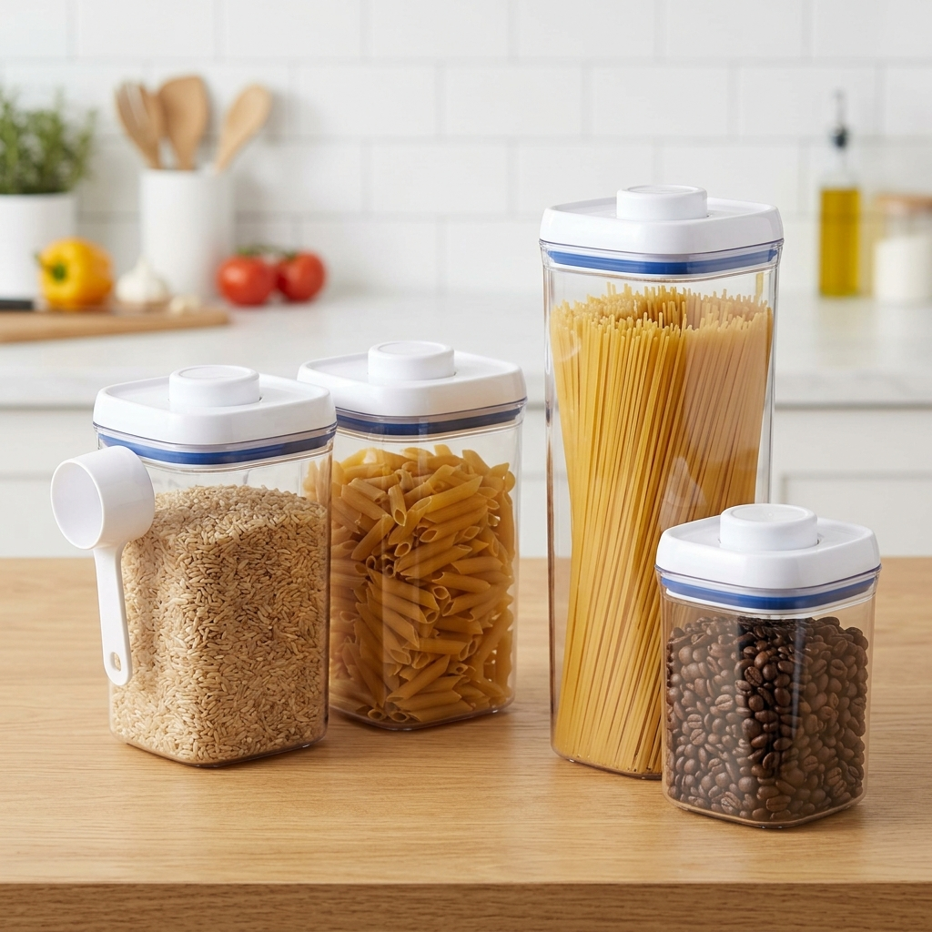 Pestsafe Airtight Dry Food Storage Canister Set with Measuring Scoop, 6 Piece - Image 4