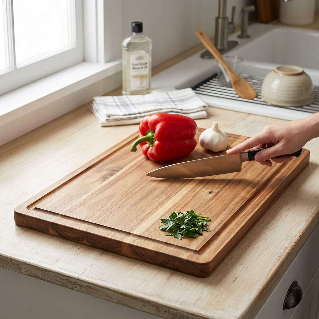 Pestsafe Extra-Large Reversible Acacia Wood Cutting Board with Juice Groove - Image 4