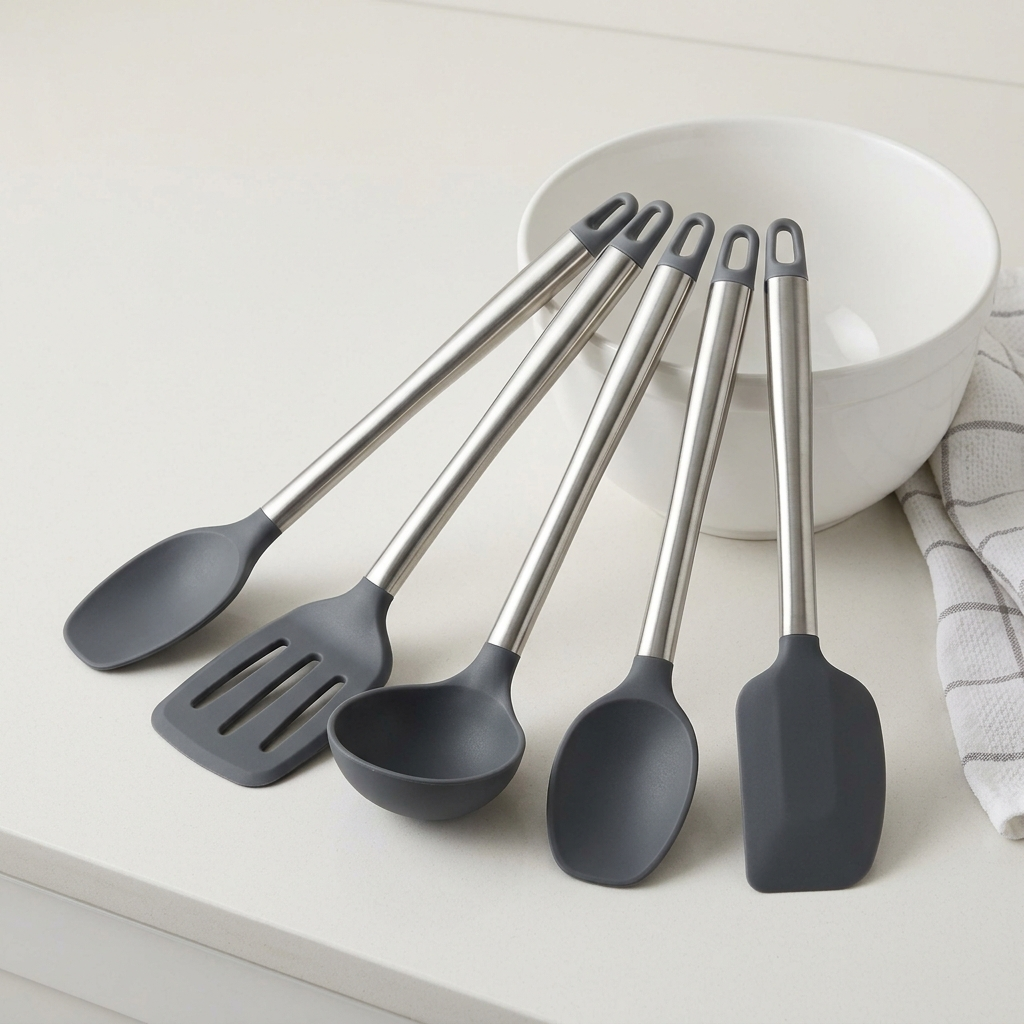 Pestsafe 5-Piece Silicone Kitchen Utensil Set with Stainless Steel Handles - Image 4